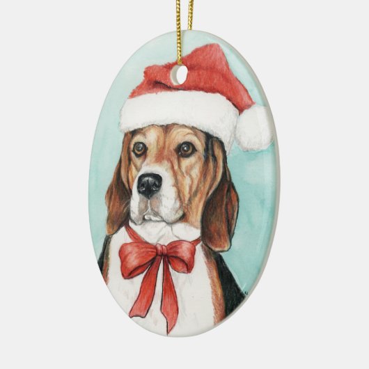 Beagle Kersthond Art Ornament (Links)