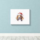 Beagle Kersthond Canvas Afdruk (Insitu (Houten vloer))