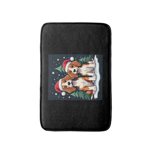 Beagle Kersthond Eigenaar Xmas Vakantie Panama Lon Badmat (Voorkant Verticaal)