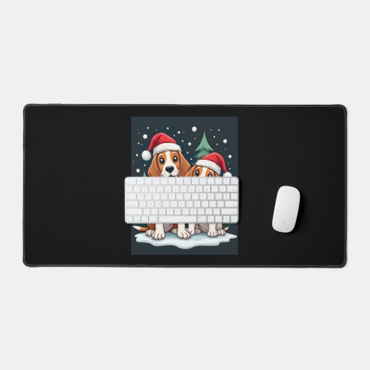 Beagle Kersthond Eigenaar Xmas Vakantie Panama Lon Bureaumat (Keyboard & Muis)