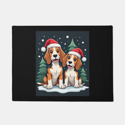 Beagle Kersthond Eigenaar Xmas Vakantie Panama Lon Deurmat (Voorkant)