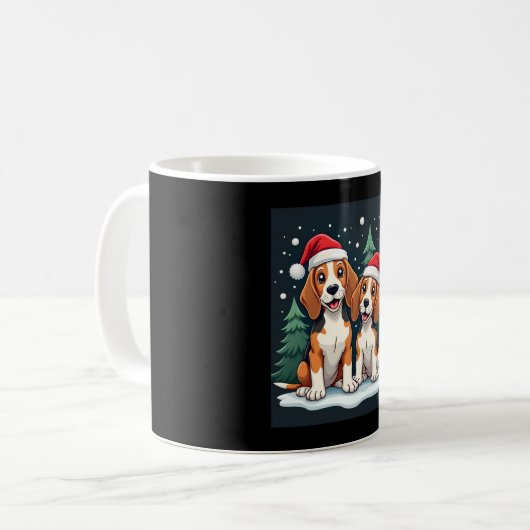 Beagle Kersthond Eigenaar Xmas Vakantie Panama Lon Koffiemok (Voorkant links)