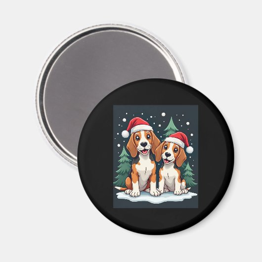 Beagle Kersthond Eigenaar Xmas Vakantie Panama Lon Magneet (Voorkant / Achterkant)