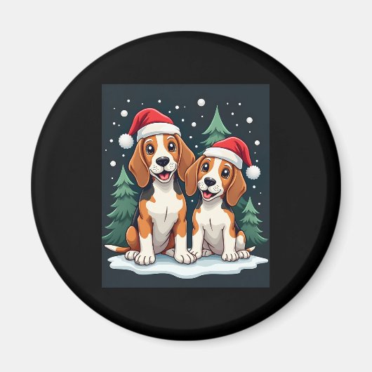 Beagle Kersthond Eigenaar Xmas Vakantie Panama Lon Magneet (Voorkant)