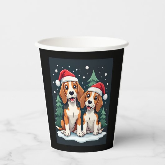 Beagle Kersthond Eigenaar Xmas Vakantie Panama Lon Papieren Bekers (Voorkant)