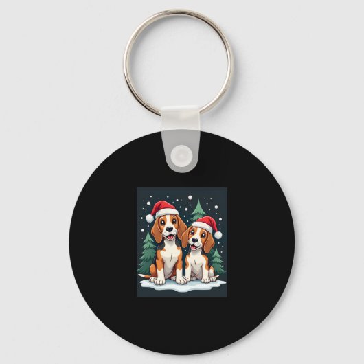 Beagle Kersthond Eigenaar Xmas Vakantie Panama Lon Sleutelhanger (Voorkant)