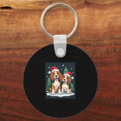 Beagle Kersthond Eigenaar Xmas Vakantie Panama Lon Sleutelhanger (Voorkant)