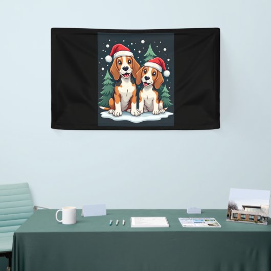 Beagle Kersthond Eigenaar Xmas Vakantie Panama Lon Spandoek (Beurs)