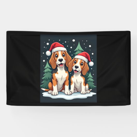 Beagle Kersthond Eigenaar Xmas Vakantie Panama Lon Spandoek (Horizontaal)