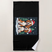 Beagle Kersthond Eigenaar Xmas Vakantie Panama Lon Strandlaken (Voorkant)