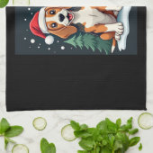 Beagle Kersthond Eigenaar Xmas Vakantie Panama Lon Theedoek (Gevouwen)