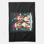 Beagle Kersthond Eigenaar Xmas Vakantie Panama Lon Theedoek (Verticaal)