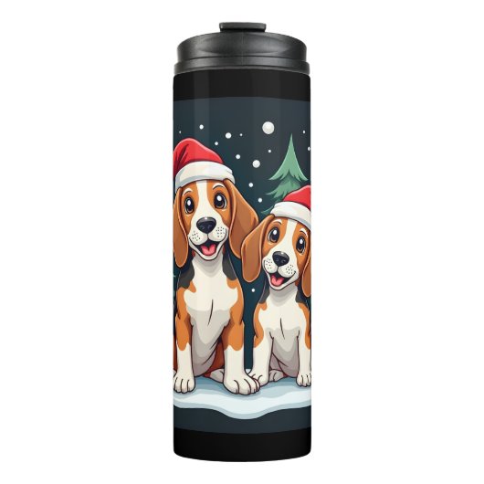 Beagle Kersthond Eigenaar Xmas Vakantie Panama Lon Thermosbeker (Voorkant)