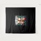Beagle Kersthond Eigenaar Xmas Vakantie Panama Lon Wandkleed (Voorkant (horizontaal))