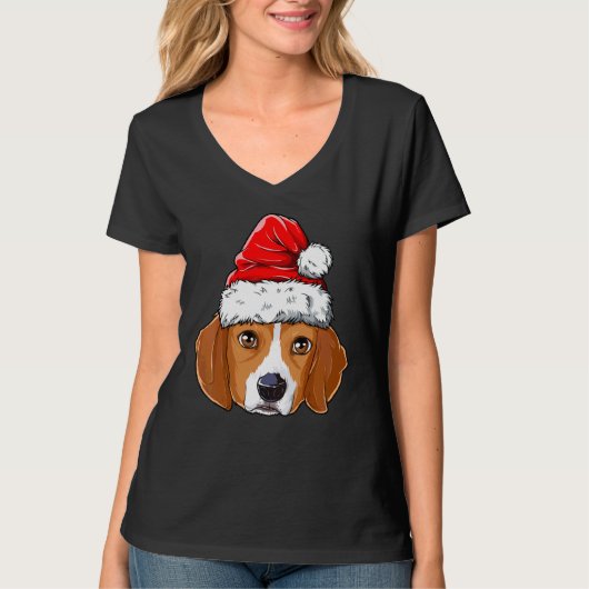 Beagle Kersthond Kerstmis kerstman kerstpas Kinder T-shirt (Voorkant)