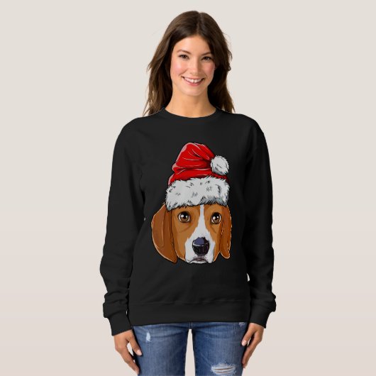 Beagle Kersthond Kerstmis kerstman kerstpas Kinder Trui (Voorkant volledig)