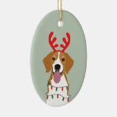 Beagle Kersthond Merry Woofmas Keramisch Ornament (Rechts)