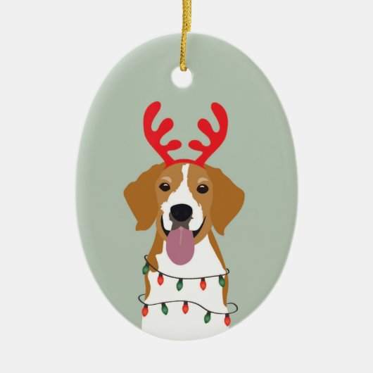 Beagle Kersthond Merry Woofmas Keramisch Ornament (Voorkant)