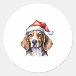 Beagle Kersthond Ronde Sticker