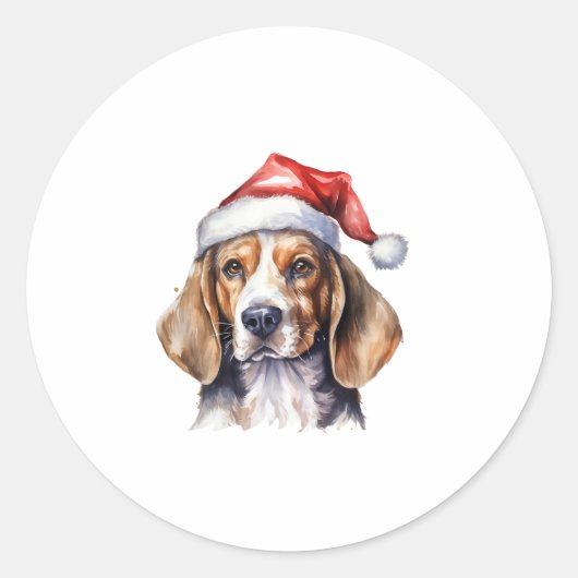 Beagle Kersthond Ronde Sticker (Voorkant)