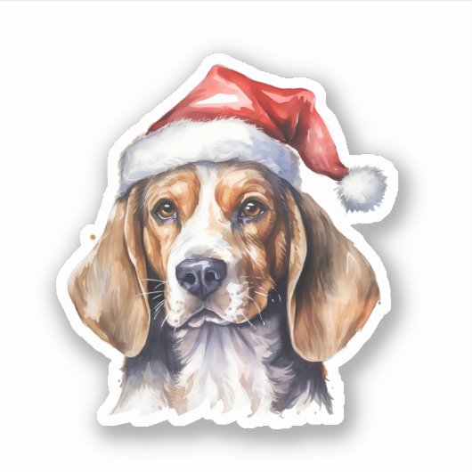 Beagle Kersthond Sticker (Voorkant)