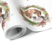 Beagle Kerstkrans Feestelijke Pup Cadeaupapier (Rol Hoek)