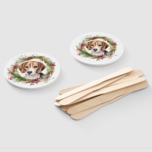 Beagle Kerstkrans Feestelijke Pup Handwaaier (Niet-gemonteerd)