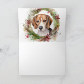 Beagle Kerstkrans Feestelijke Pup Kaart (Binnen)