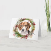Beagle Kerstkrans Feestelijke Pup Kaart (Voorkant)