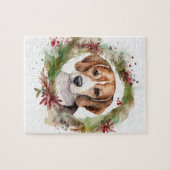 Beagle Kerstkrans Feestelijke Pup Legpuzzel (Horizontaal)