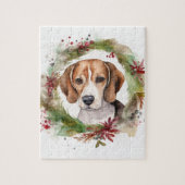 Beagle Kerstkrans Feestelijke Pup Legpuzzel (Verticaal)