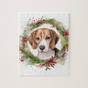 Beagle Kerstkrans Feestelijke Pup Legpuzzel