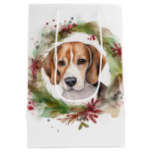 Beagle Kerstkrans Feestelijke Pup Medium Cadeauzakje (Achterkant)