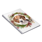 Beagle Kerstkrans Feestelijke Pup Notitieboek (Rechterzijde)