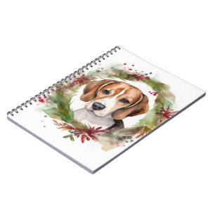 Beagle Kerstkrans Feestelijke Pup Notitieboek