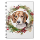 Beagle Kerstkrans Feestelijke Pup Notitieboek (Voorkant)