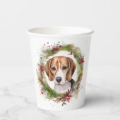 Beagle Kerstkrans Feestelijke Pup Papieren Bekers (Achterkant)