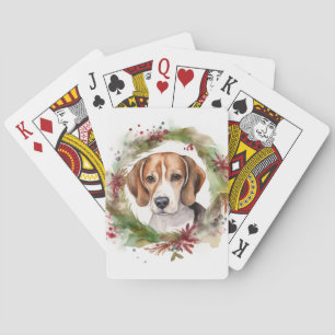 Beagle Kerstkrans Feestelijke Pup Pokerkaarten