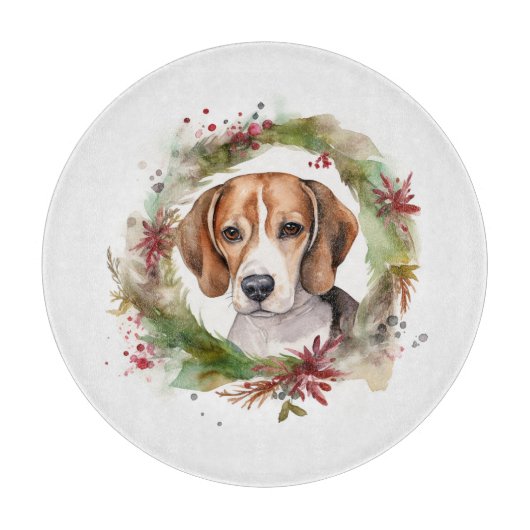 Beagle Kerstkrans Feestelijke Pup Snijplank (Voorkant)