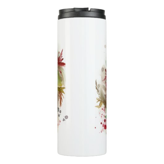 Beagle Kerstkrans Feestelijke Pup Thermosbeker (Achterkant)