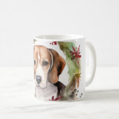 Beagle Kerstkrans Festieve Pup Koffiemok (Voorkant rechts)