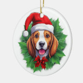 Beagle kerstkrans keramisch ornament (Links)