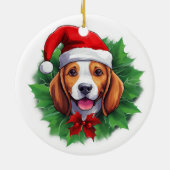 Beagle kerstkrans keramisch ornament (Achterkant)