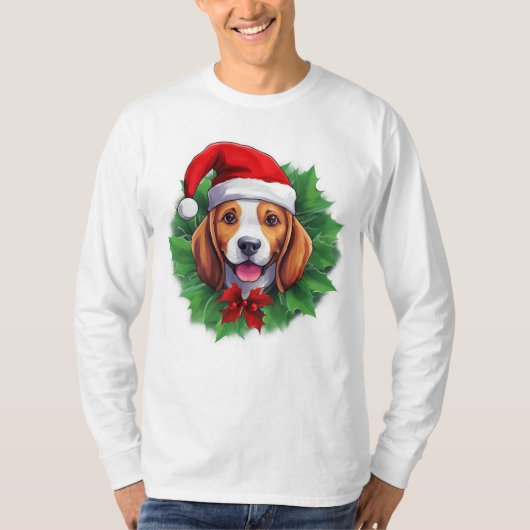 Beagle Kerstkrans shirt (Voorkant)