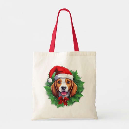 Beagle kerstkrans tote bag (Achterkant)