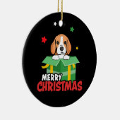 Beagle Kerstman Hondenliefhebbers Prettig Kerstfee Keramisch Ornament (Rechts)