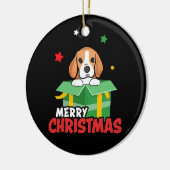 Beagle Kerstman Hondenliefhebbers Prettig Kerstfee Keramisch Ornament (Links)