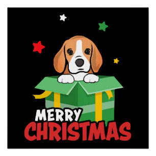 Beagle Kerstman Hondenliefhebbers Prettig Kerstfee Perfect Poster