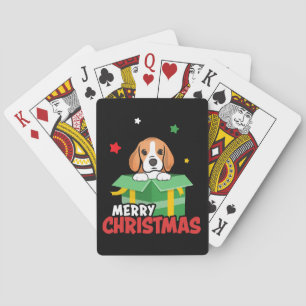 Beagle Kerstman Hondenliefhebbers Prettig Kerstfee Pokerkaarten