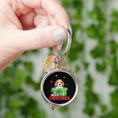 Beagle Kerstman Hondenliefhebbers Prettig Kerstfee Sleutelhanger (Hand)